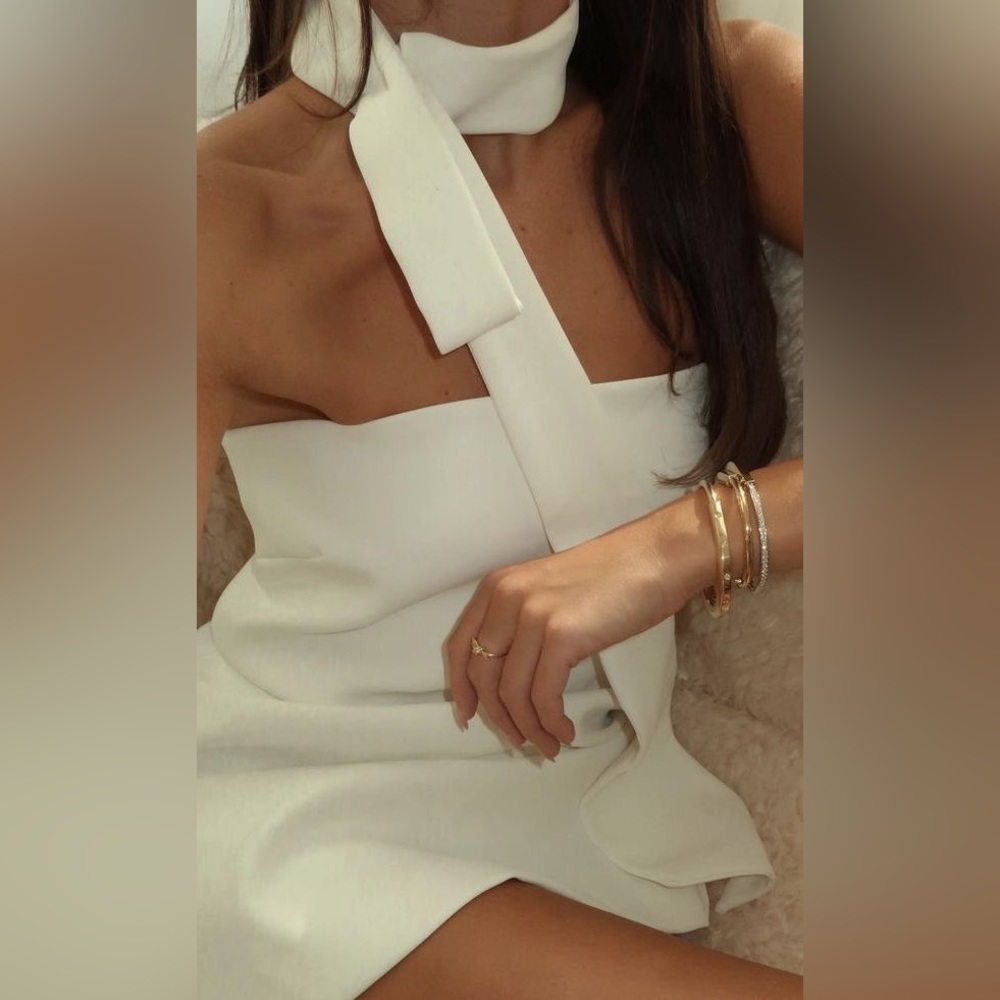zara choker mini dress (oyster white)